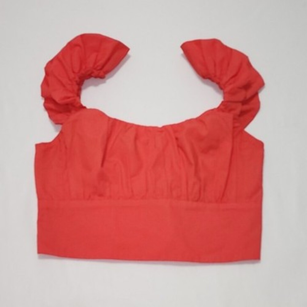 Abercrombie & Fitch Red Ruffle Smocked Crop Top M